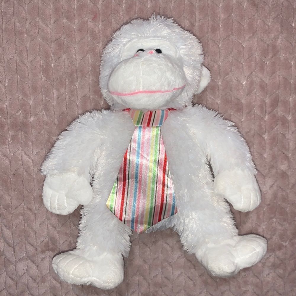 White Love Monkey Businessman Plush 11”